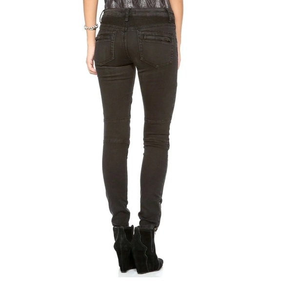 FREE PEOPLE Millenium Zipped Moto Skinny Jeans Grey Size 25 - Picture 3 of 15
